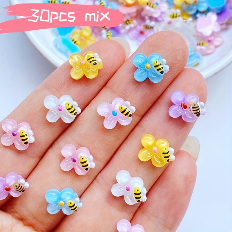 

30 pieces of resin colored 3D mini mixed color honeycomb flower flat back stone scrapbook sticker small statue DIY wedding decor