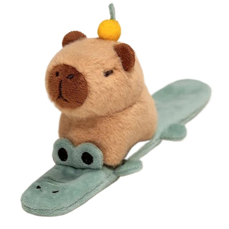 Capybara Slap Snap Wrap Wristband Bracelet Kawaii Animal Plushie Cute Dog Cat Plush Hand Ring Soft Toys Creative Funny Gift