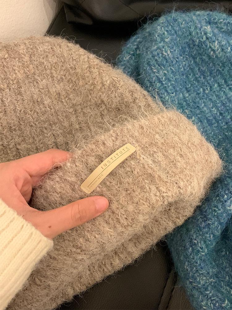 Fleece Autumn and Winter Wool Stacking Hat Big Head Circumference Versatile Casual Cold Hat Warm Hat Couple Ear Protection Knitted Hat