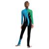 Girls Color Block Gymnastics Jumpsuit Mock Neck Long Sleeve Shiny Rhinestones Bodysuit Full Body Leotard