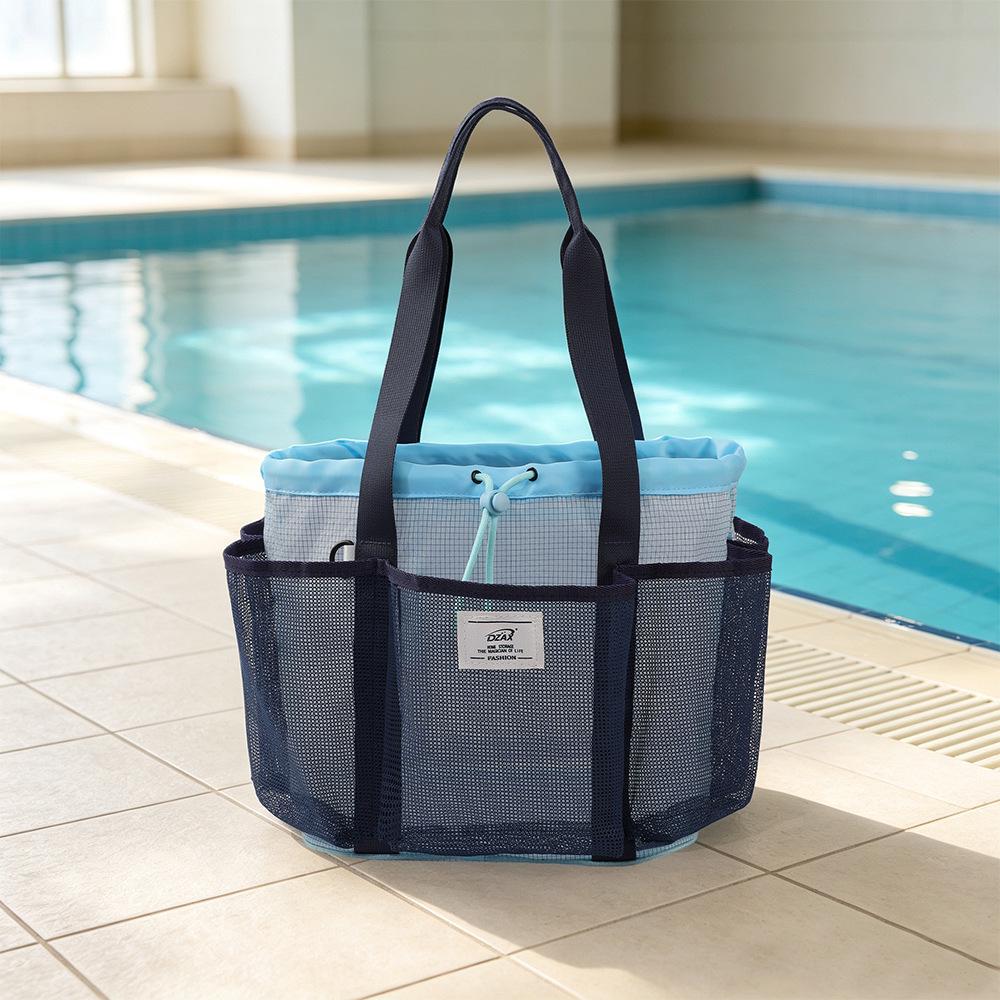 Large Capacity Travel Mesh Swim & Beach Tote - Bathing, Fitness, Toiletries Storage Bag