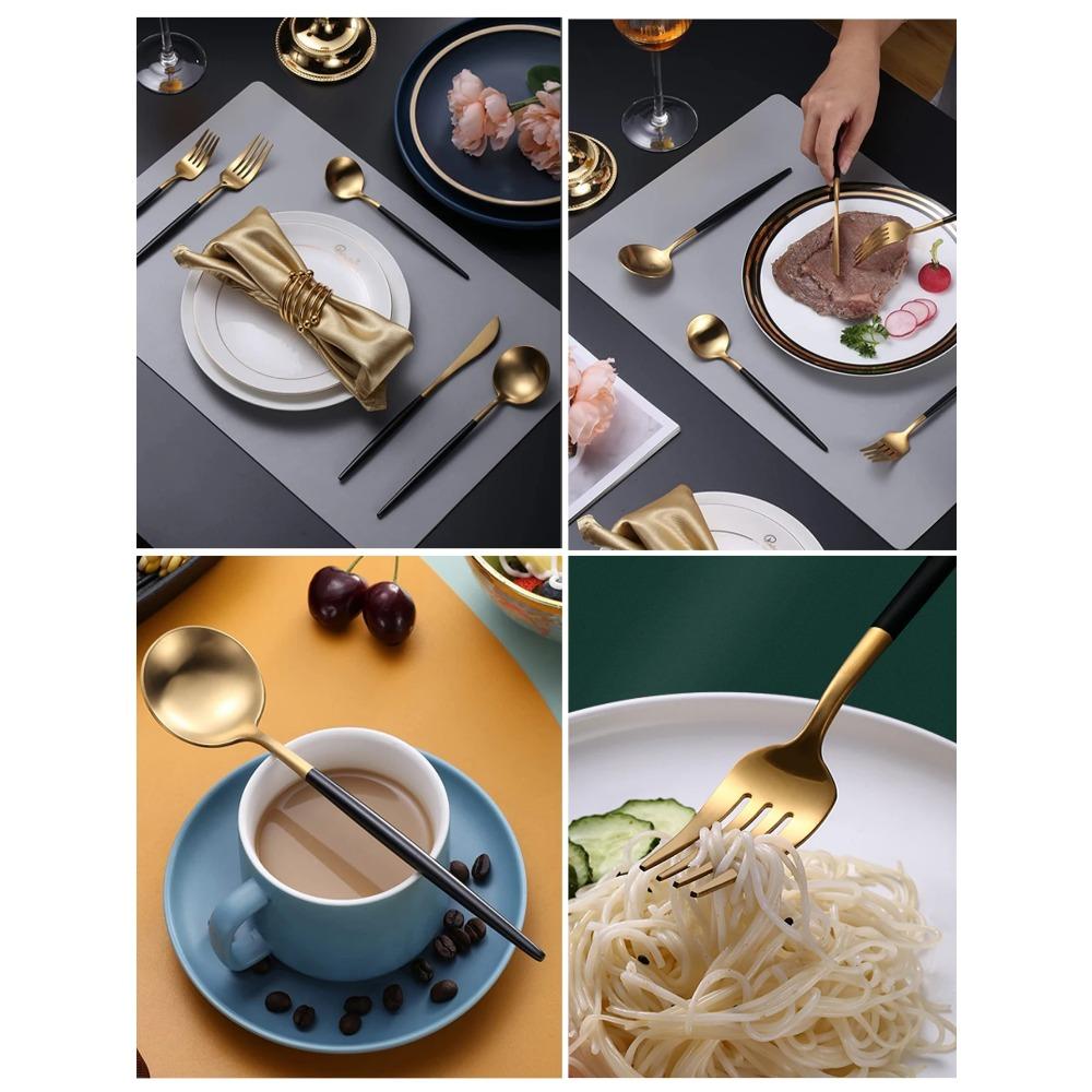 24dílná sada nerezového nádobí, černé zlato, příbory, lžíce, vidlička, nůž, západní příbory, stříbrné příbory, stolní potřeby