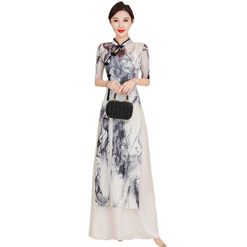 Enhanced Chinese Cheongsam Dress: Slim Fit Classical Dance Costume for Stage Performance