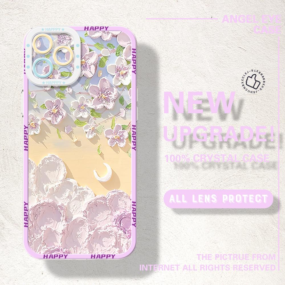 For iPhone 16 Pro Max 15 14 13 Pro Max Samsung S23 FE S24 Plus S24 Ultra A25 A34 A54 Oil-Painting Landscape Full Camera Protect Soft Phone Casing