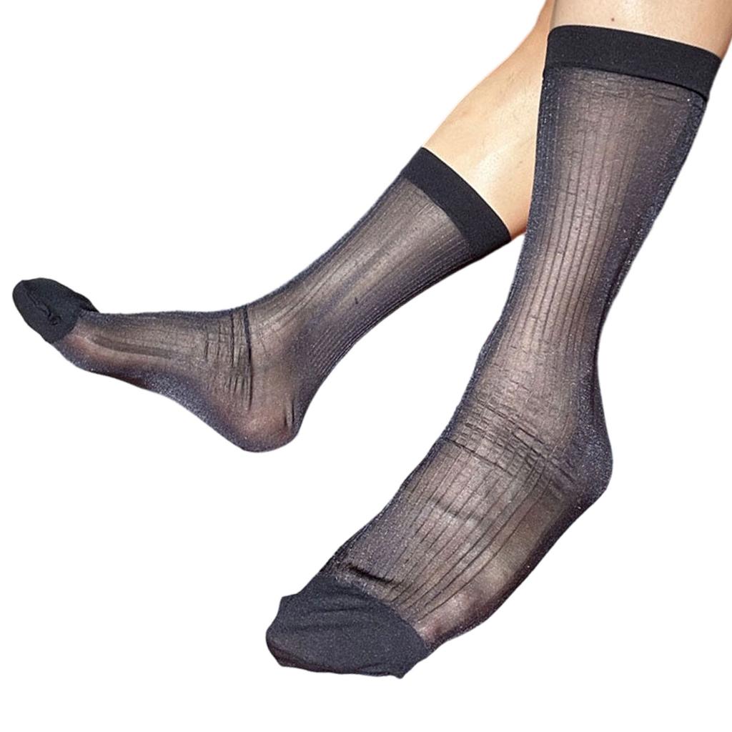 Men's Dress Socks Casual Business Socks Nylon Silk Socks Comfortable Breathable Ankle Socks Lightweight Crew Socks