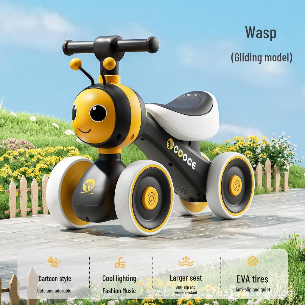 Children's 4-Wheel Balance Bike & Walker for Ages 1-6: Anti-Rollover Toddler Ride-On Toy