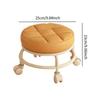 Roller Seat Rolling Stool Round Low Height Foot Rest with Wheel PU Leather for Living Room Bedside Porch Salon Pedicure Home
