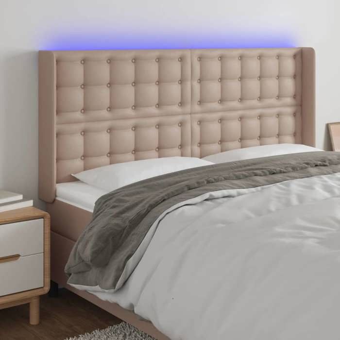 VidaXL Tête de Lit à LED Meuble de Chambre à Coucher Accessoire de Lit Double Tête de Cadre de Lit Intérieur Cappuccino 3124143