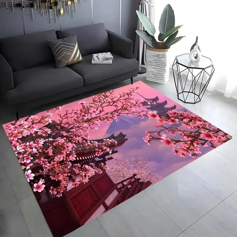 Cherry Blossom Landscape Pattern Floor Mat Door Front Decoration Home Living Room Floor Mat