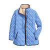 Women's Floral Print Stand Up Collar Pleated Cotton Long Sleeved Button Cotton Jacket