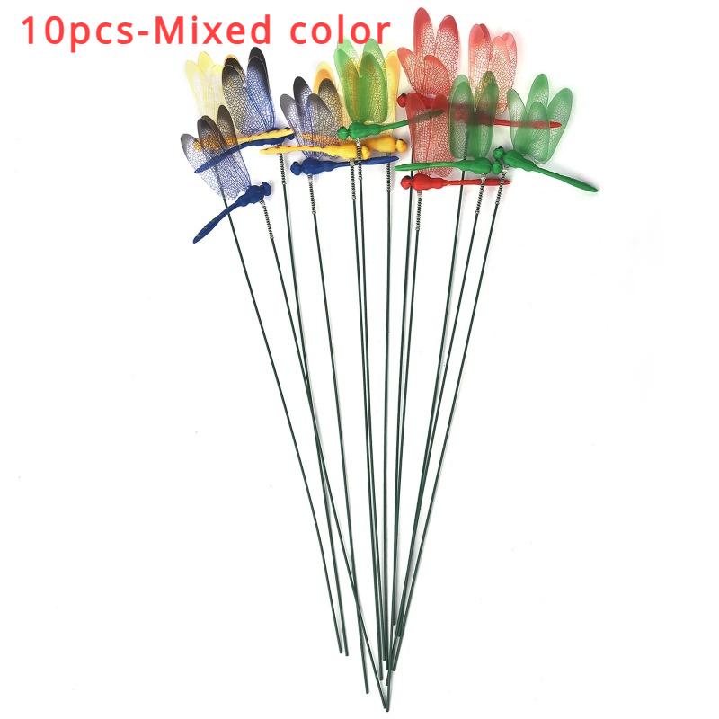 10pcs 3D Dragonfly Flower Dragonfly Garden Arrangement Yard Planter Butterfly Colorful Dragonfly Patio Garden Decoration Outdoor