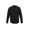 Woven Series Pure Color Logo Hooded Windbreaker Jacket Men Black 1361612-001