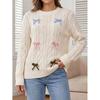 Womens Sweater Fall Winter Colorful Bow Knit Casual Top