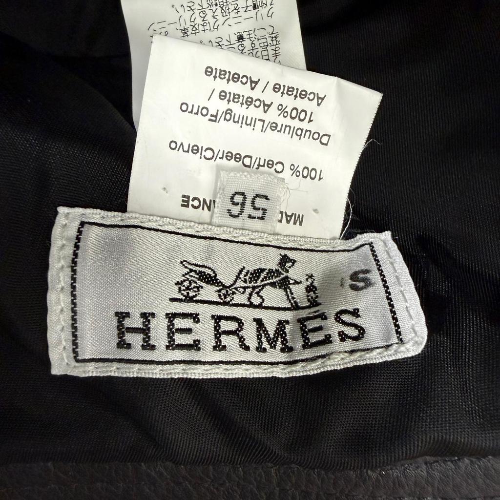 Excellent HERMES hat Deerskin Bucket Hat black Deerskin Women 56 Used