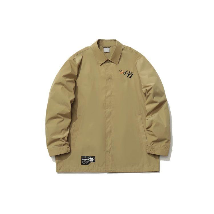 Li Ning Sports Fashion Series CF Mars Cartoon Print Symbol Coach Jacket Unisex Jacket Khaki AJDR392-2 XL