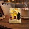 Santa Claus Relief Statue LED Lighted Christmas Village House Statue, Light Up Small Figurines with Miniature Snow Scene Decor Xmas Tree Claus,