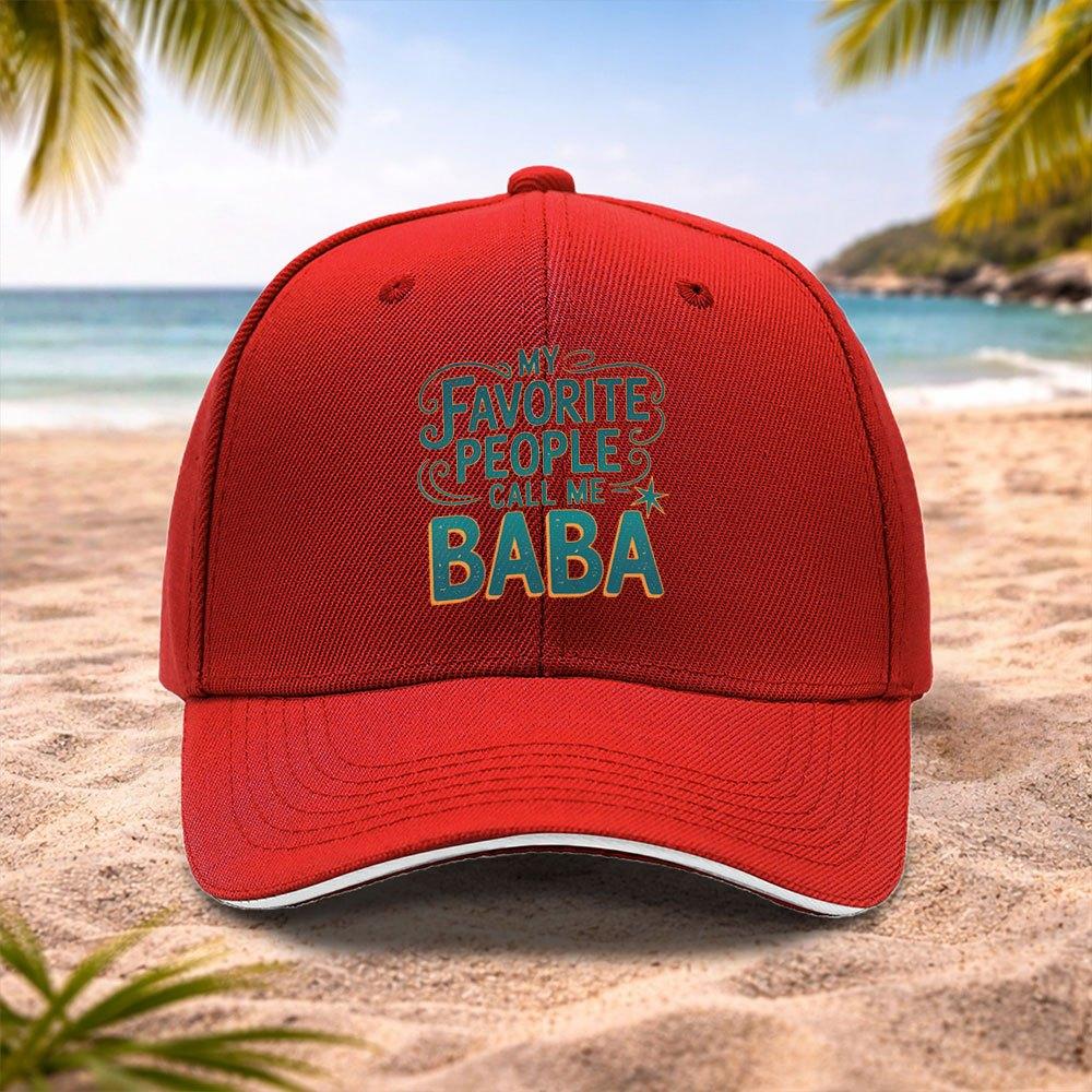 MY FAVORITE PEOPLE CALL ME BABA Baseball Cap  Adjustable Unisex Sporty Cap for Running Fitness Outdoor Lightweight