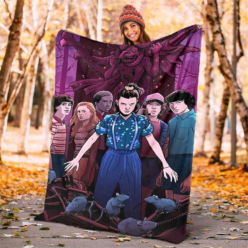 Stranger Things Flannel Blanket Soft Warm All-Season Throw, Design for Camping, Car Travel, Hiking Sofa, Bed, Office Perfect Gift for Parties