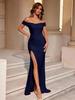 Elegante Vestido de Noche Adelgazante – Sexy Abertura Estilo Socialité para Mujer
