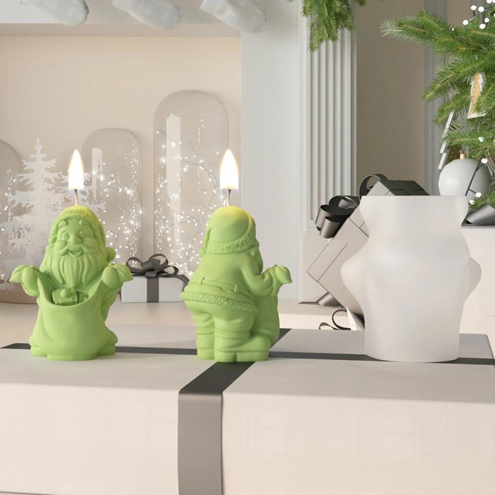 DIY Santa Claus Silicone Mold Elk Deer Gypsum Soap Resin Mold Dwarf Candle Making Tool Party Decoration Christmas Gifts