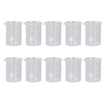 Juego de 10 vasos de precipitados de vidrio Vaso medidor para experimentos con escala Equipo de enseñanza Capacidad de 25 ml
