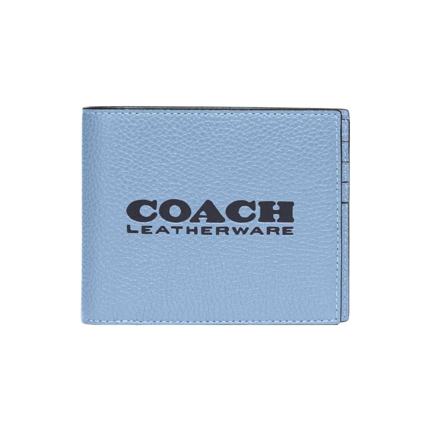 

Coach 3 In 1 Wallet With Logo Print Detachable Card Holder Polished Pebble Grain Leather Card Case Women Wallet Blue C6698-V0Y Basic Set (Bag+Dust Bag)