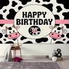2D Flat Printing Cow Pattern Happy Birthday Backdrop for Girls Boys Birthday