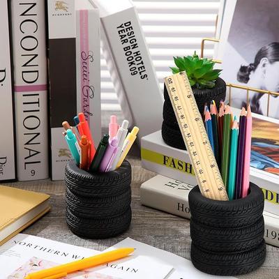 Creative Tire Shaped Pen Holder Multifunctional Desktop Storage Box Student Office Desk Plant Pot Ornament