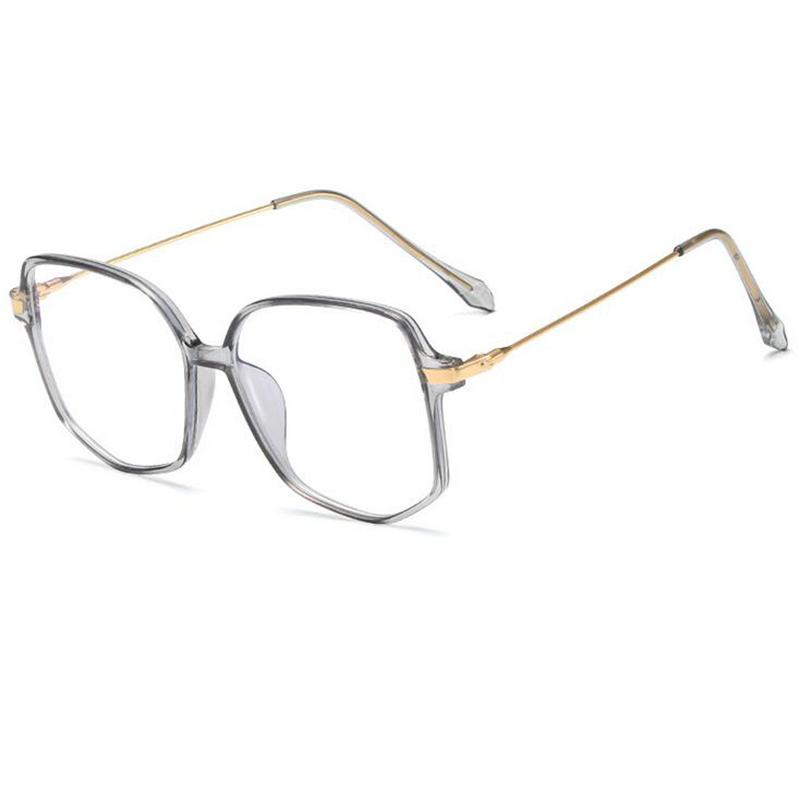 Transparent White Polygon Finished Myopia Eyewear Women Big Frame Minus Degree Diopter Glasses Prescription 0 -0.5 -1.0 To -6.0