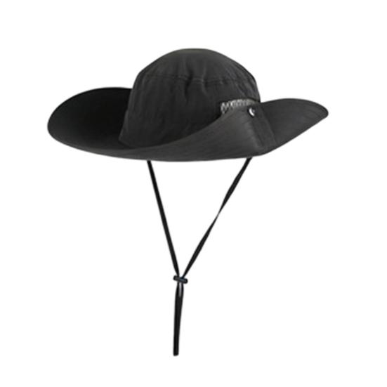 

Bucket Hat Breathable Mesh Splicing Quick-Drying Fabric Fisherman Hat Wide Brim Windproof Rope UPF Sun Protection Foldable Outdoor Sun Hat чорний