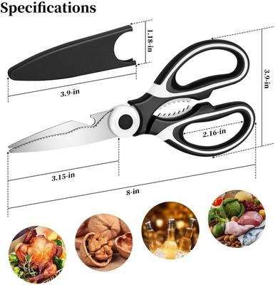 Multifunktionale Küchenschere mit Schutzhülle, Schwerlast-Edelstahl für Fisch, Fleisch, Geflügel, Kräuter, Spülmaschinenfest