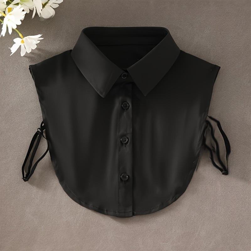 1pc Elegant Half-Shirt Collar,Women'S Sleeveless Detachable Faux Collar Pieces,Polyester Layered Shirt Inserts, Machine Washable