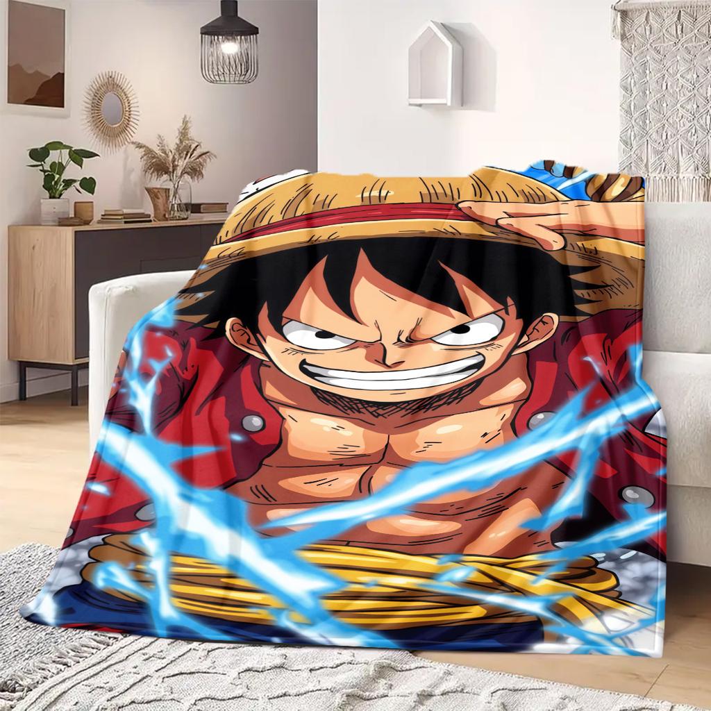OnePiece Anime Print Blanket Warm Comfortable Flannel Blanket Suitable for Bedrooms, Sofas, Beds, Chairs, Picnics, Travel
