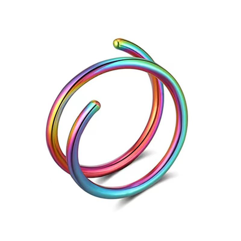 Stainless Steel Spiral Nose Stud Ring with Vacuum Electroplating