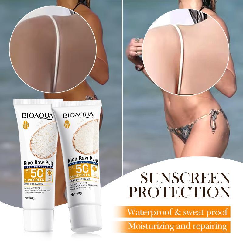 Crema solare in pasta di riso SPF50 PA+++ Blocco protezione UV Crema solare Estate Rinfrescante Crema solare non grassa Crema solare