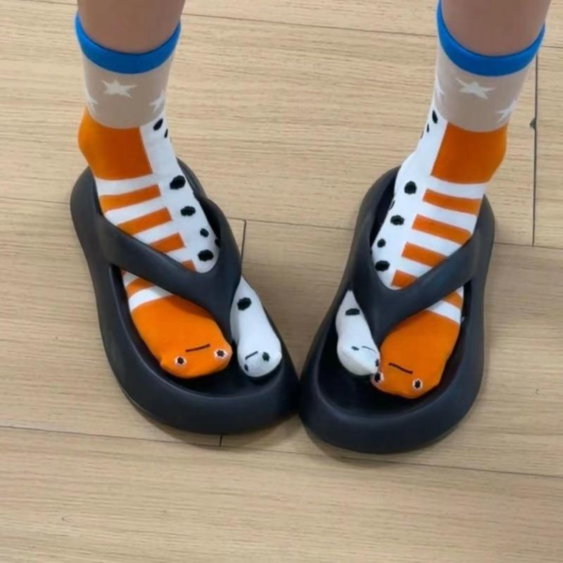Harajuku Fashion Toe Socks Striped Eel Funny Personalized Mid Tube Socks Japanese Sweat Absorbing Breathable Cotton Soft Sock