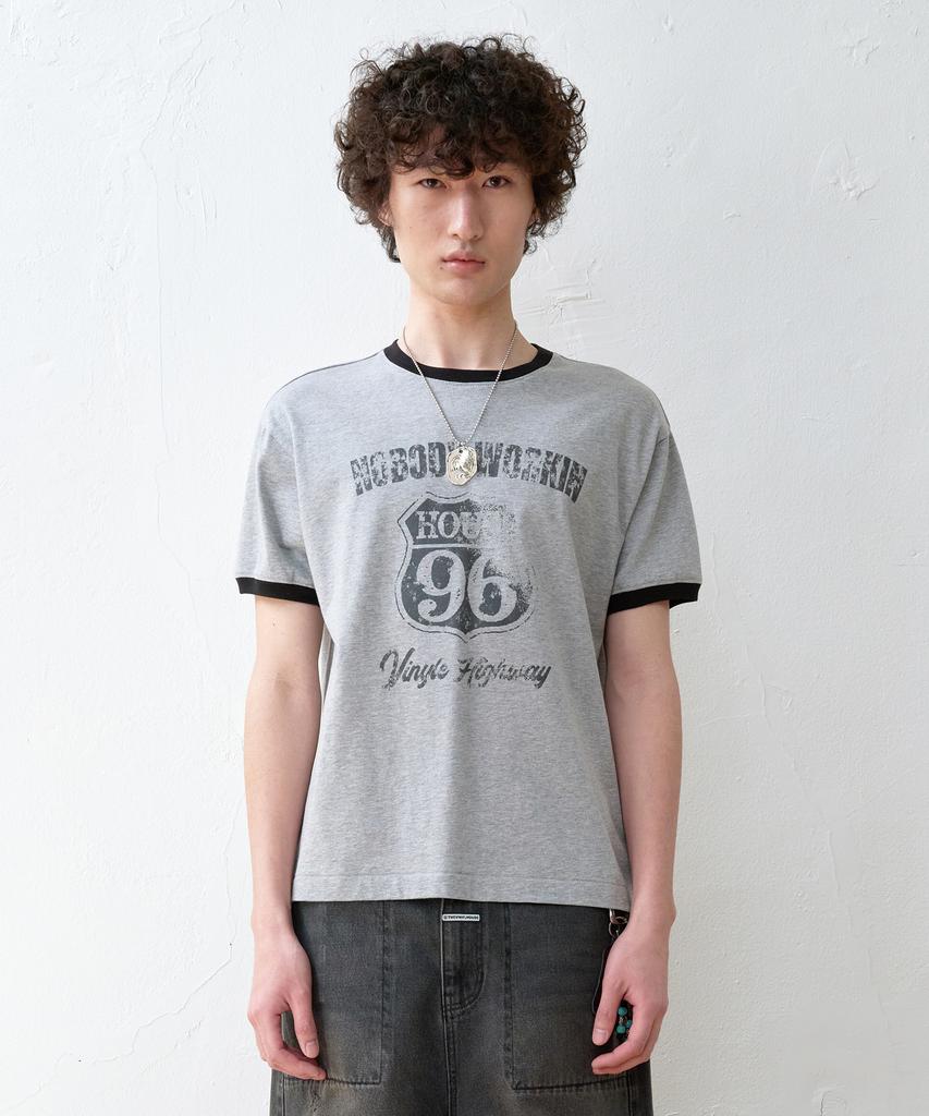 THEVINYLHOUSE Nobody Work Ringer Tee Gray