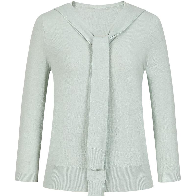 

JIU ZI AN NA KOU Women s Scarf-Collar Knit Top XL (126-135 lbs)