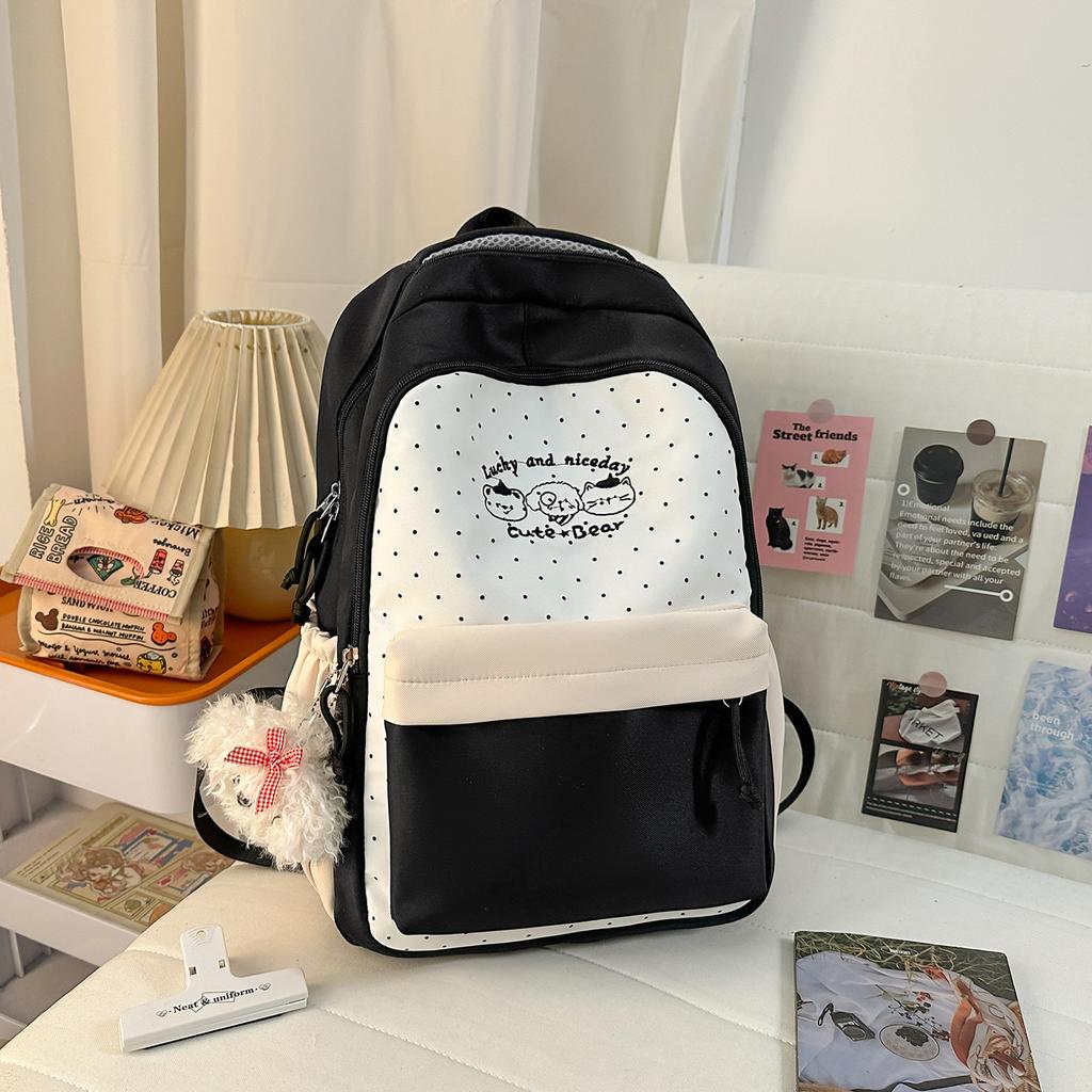 Schoolbag new Japanese girl polka dot printed backpack high value small fresh primary and secondary school student schoolbag casual backpack