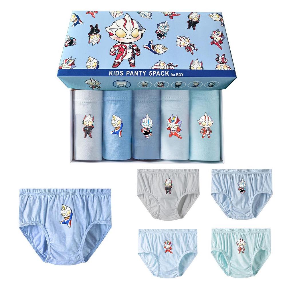 Boys' Cartoon Dinosaur Cotton Underwear, 5-Pack - Breathable, Comfortable, Skin-Friendly