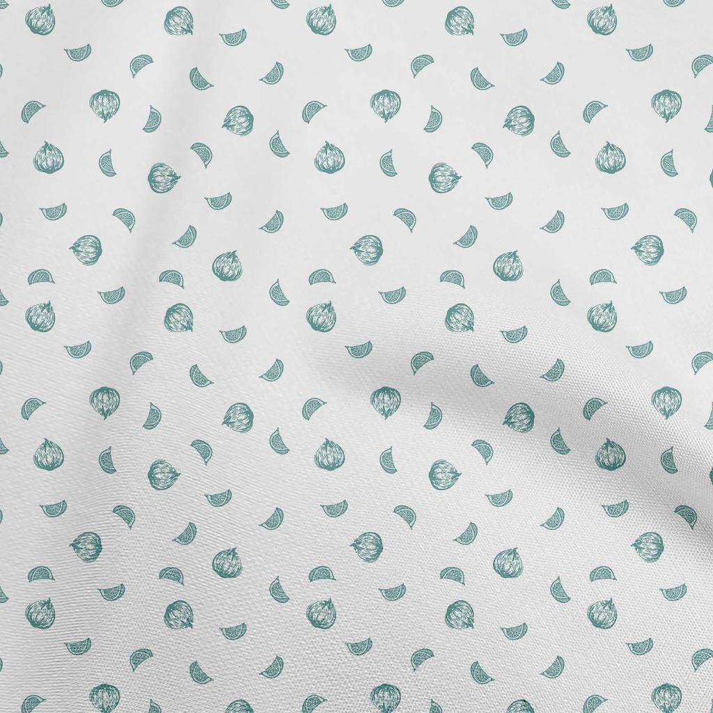 oneOone Cotton Flex Dusty Teal Green Fabric Fruits Sewing Material Print Fabric By The Yard 40 Inch