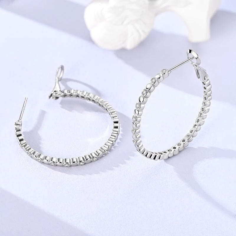 925 Silver Round Stud Earrings for Women Luxury Fine Jewelry Fashion Ear Studs Anniversary Gift New
