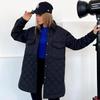 Abrigo Largo Acolchado de Algodón con Solapa para Mujer - 2023 Otoño/Invierno Chaqueta Gruesa y Cálida