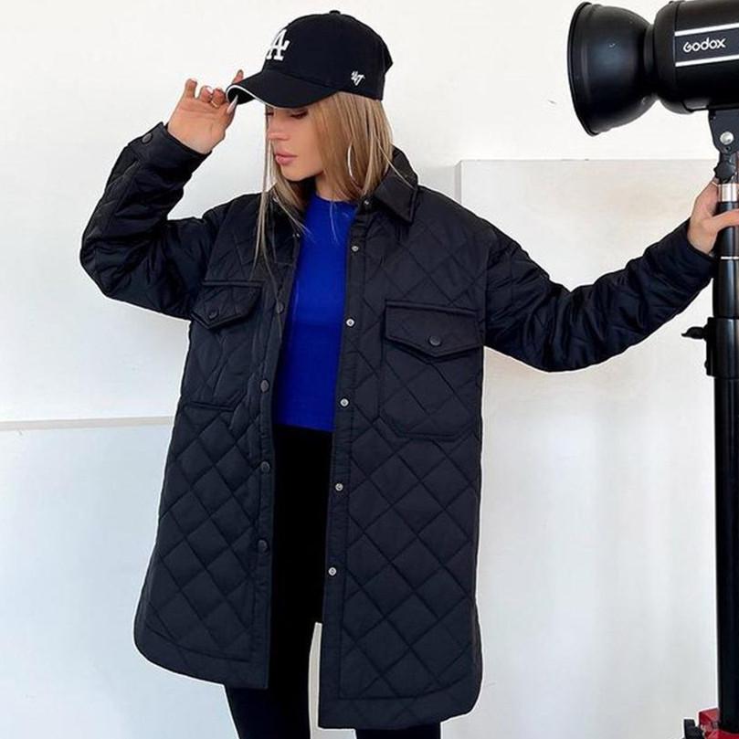 Abrigo Largo Acolchado de Algodón con Solapa para Mujer - 2023 Otoño/Invierno Chaqueta Gruesa y Cálida