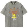 Unisex Washed T-shirt Loose Short Sleeved Shirt Pure Cotton Retro Style Fashionable