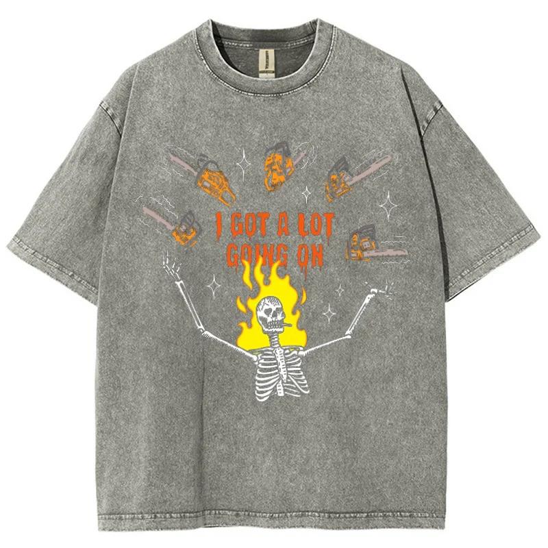 

Unisex Washed Tshirt Loose Short Sleeved Shirt Pure Cotton Retro Style Fashionable S