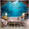 Oceanic Serenity Wall Tapestry For Living Room Decor, Featuring A Stunning Underwater Scene With Graceful Sharks Swimming