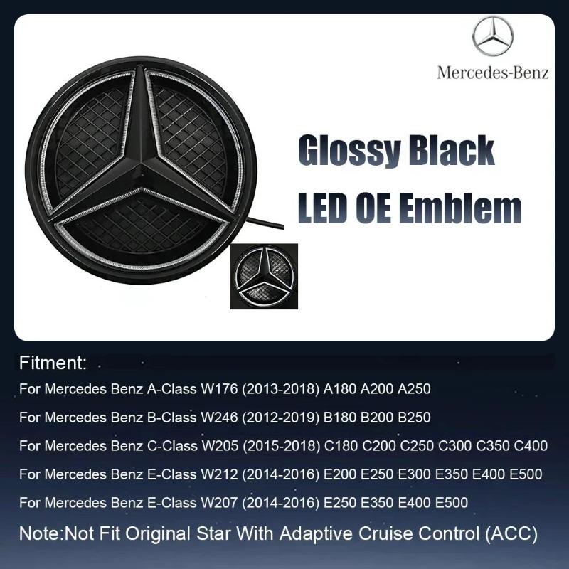 

Для Mercedes Benz W176 W246 W205 W212 W207 W217 W251 W166 Срібний та Чорний Емблема Передня Решітка Підсвічуваний Логотип Зірка Значок