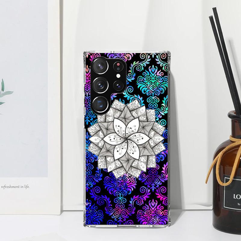 Totem Mandala Colorful Flower Phone Case For Samsung Galaxy Note 20 Ultra 10 Plus 9 8 M11 M12 M21 M30S M32 M51 M52 J4 J6 + J8 Ar