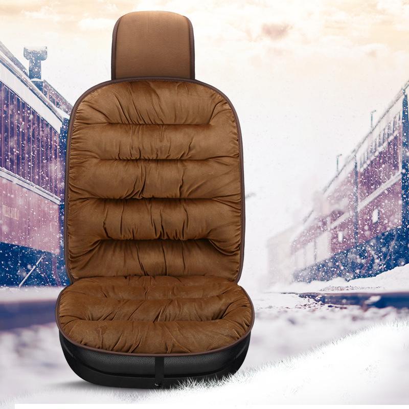 Universal Luxury Car Seat Cover Cushion Thickened Warm Plush Cotton Non-slip Seat Cover Car Winter Interior Simple Solid Color